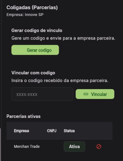Coligadas eMerchan - compartilhamento de atendimentos entre empresas parceiras